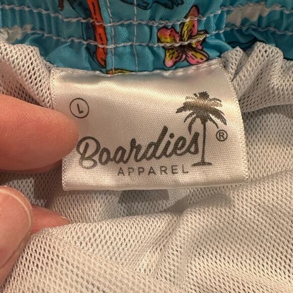 Boardies Mens Size Large Turquoise Swim Trunks with Fun Graphics - Picture 4 of 7